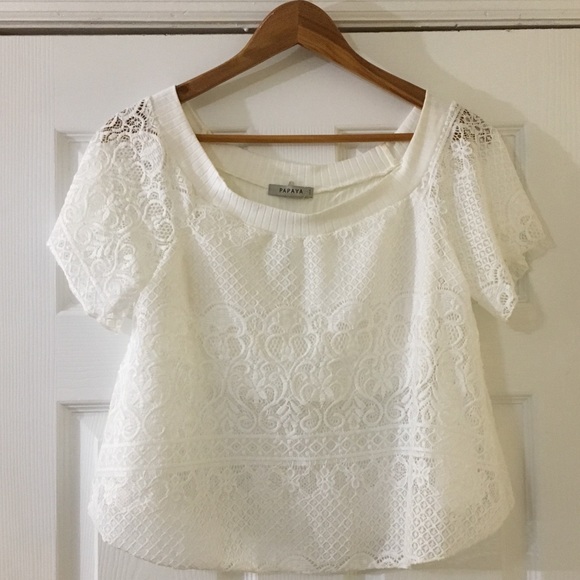 Papaya Tops - NWT White Lace Papaya Blouse Shirt Top
